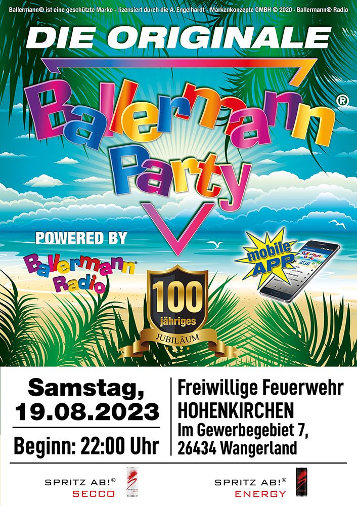 Ballermann Party: Freiwillige Feuerwehr Feiert 100-jähriges Jubiläum